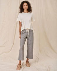 The Great. Tees | The Crop Tee. Solid Washed White - Women