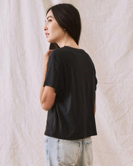 The Great. Tees | The Little Recycled Rib Tee. Night - Women