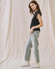 The Great. Tees | The Peak Shoulder Tee. Almost Black - Women