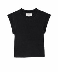 The Great. Tees | The Peak Shoulder Tee. Almost Black - Women