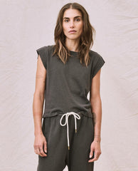 The Great. Tees | The Peak Shoulder Tee. Washed Black - Women