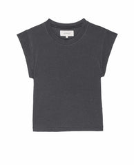 The Great. Tees | The Peak Shoulder Tee. Washed Black - Women