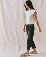 The Great. Tees | The Peak Shoulder Tee. Washed White - Women