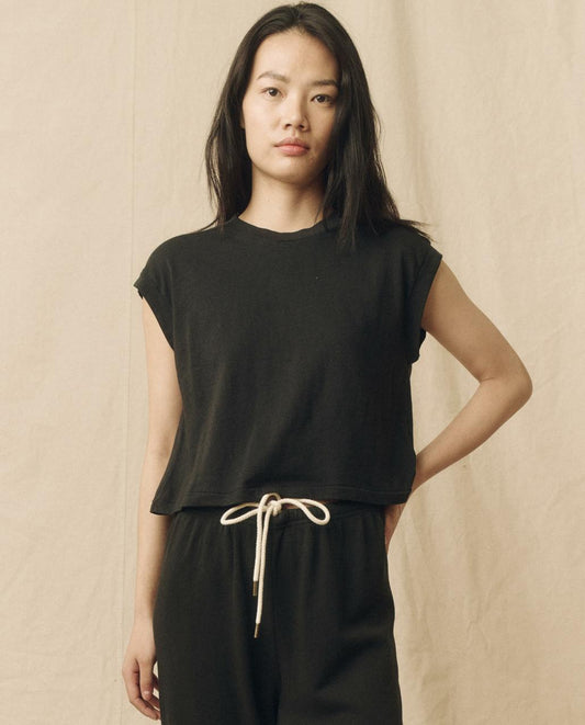 The Great. Tees | The Square Tee. Almost Black - Women