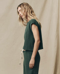 The Great. Tees | The Square Tee. Solid Deep Sea Green - Women