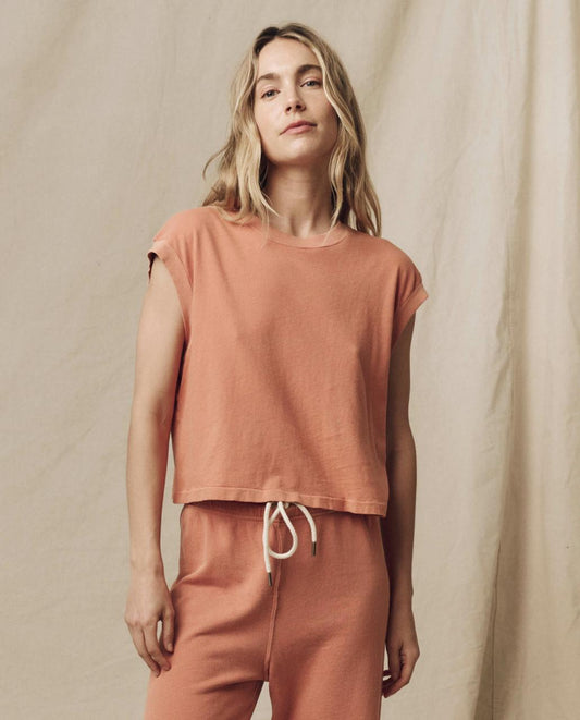 The Great. Tees | The Square Tee. Solid Sun Dried Orange - Women
