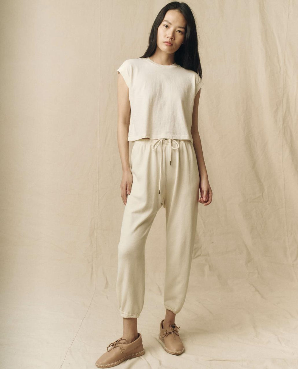 The Great. Tees | The Square Tee. Washed White - Women