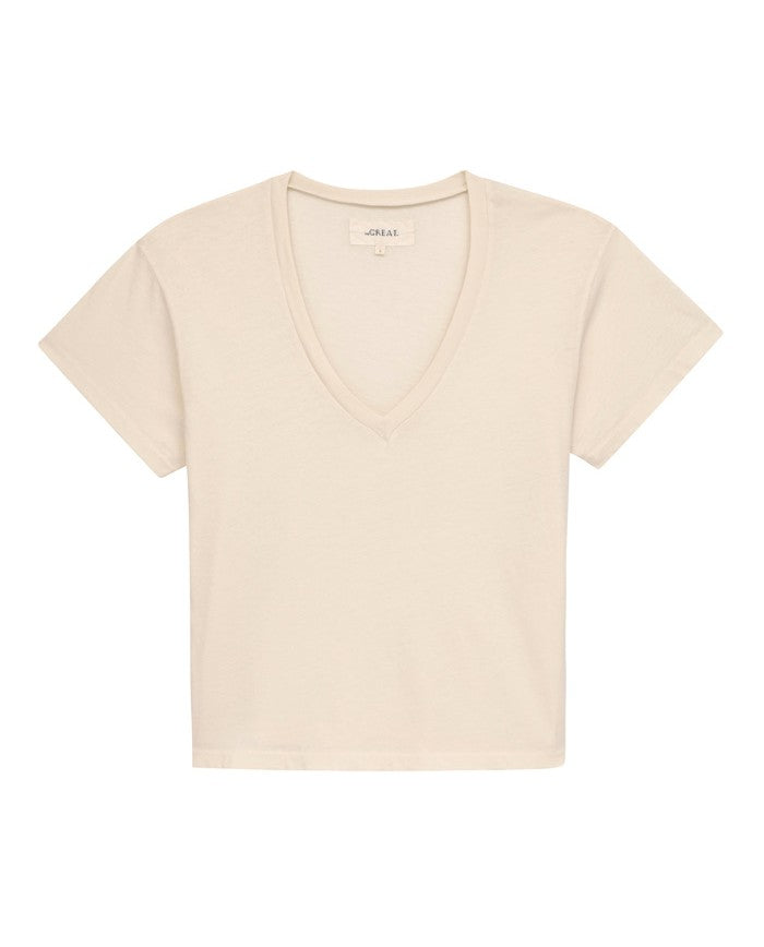 The Great. Tees | The V Washed White - Women