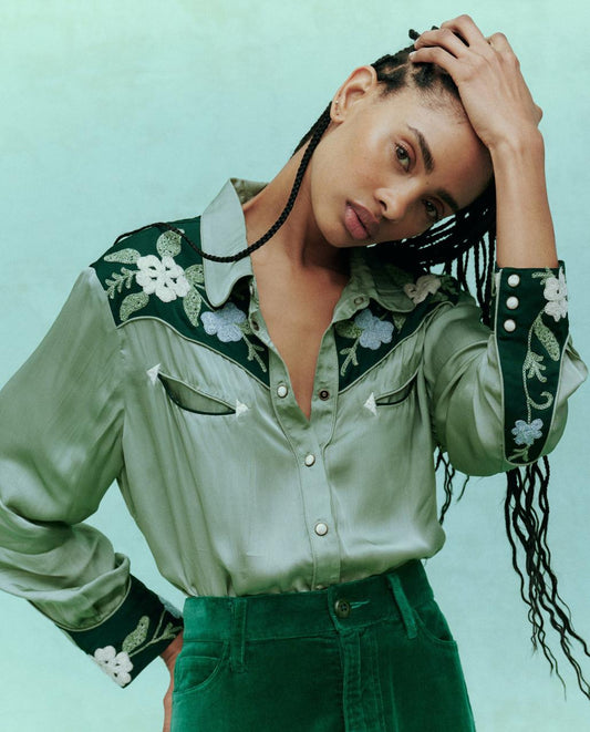 The Great. Tops | The Western Heritage Shirt. Dried Sage - Women