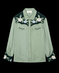 The Great. Tops | The Western Heritage Shirt. Dried Sage - Women