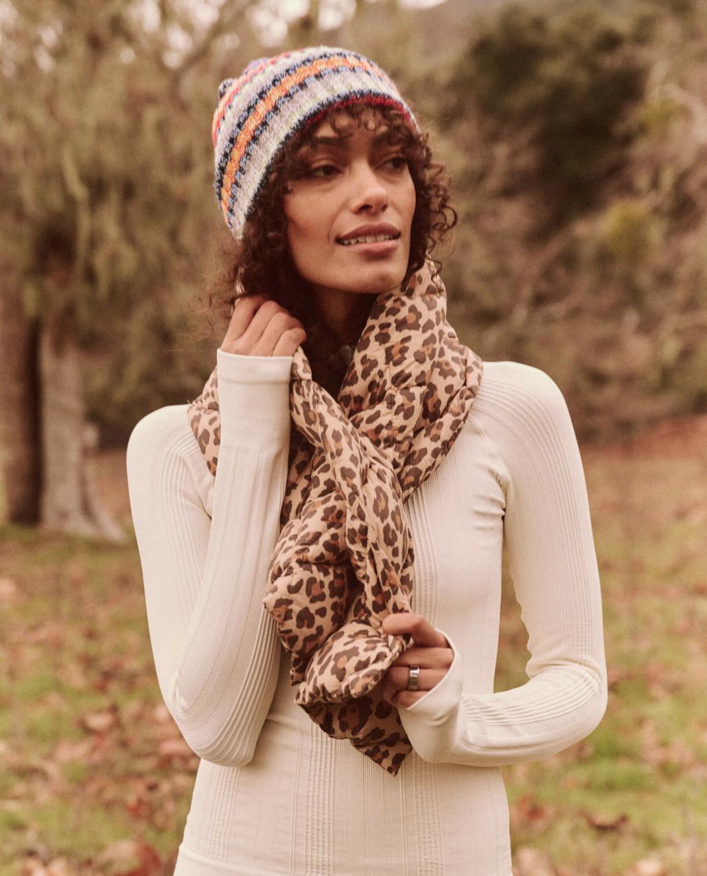 The Great. Accessories | The Down Quilted Puffer Scarf. Snow Leopard - Women