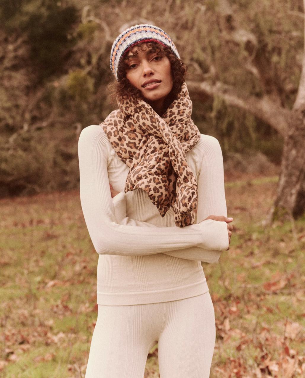 The Great. Accessories | The Down Quilted Puffer Scarf. Snow Leopard - Women