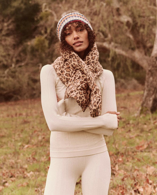 The Great. Accessories | The Down Quilted Puffer Scarf. Snow Leopard - Women