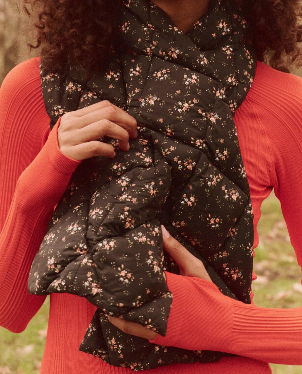 The Great. Accessories | The Down Quilted Puffer Scarf. Wilderness Floral - Women