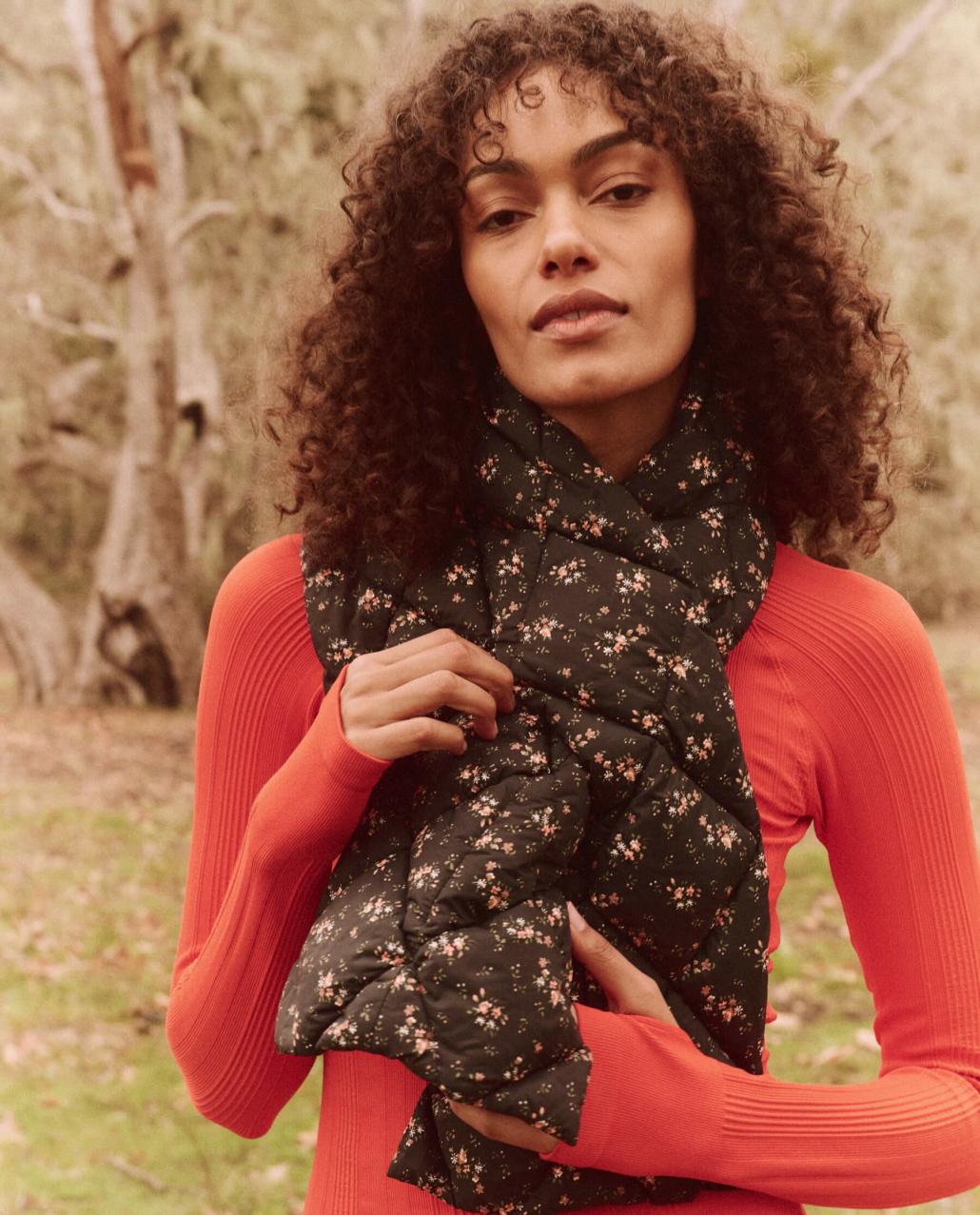 The Great. Accessories | The Down Quilted Puffer Scarf. Wilderness Floral - Women