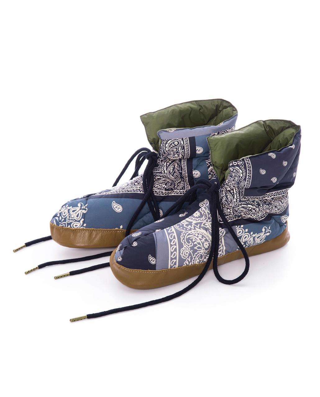 The Great. Accessories | The Down Quilted Puffer Slipper. Patchwork Bandana And Evergreen - Women