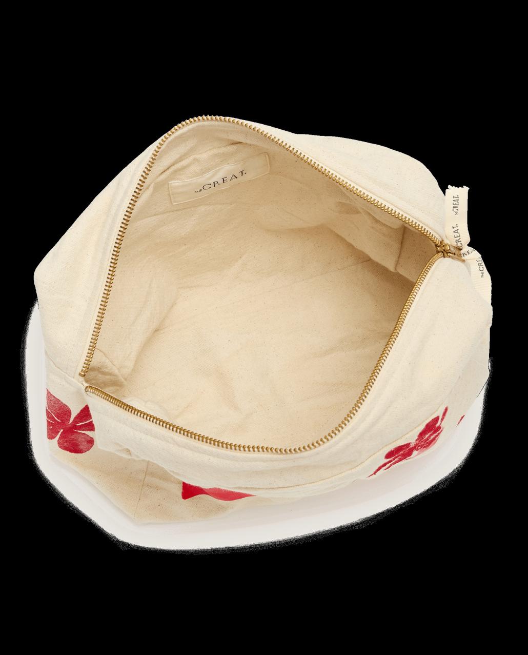 The Great. Accessories | The Hand Stamped Pouch. Natural With Hot Red Daisy - Women