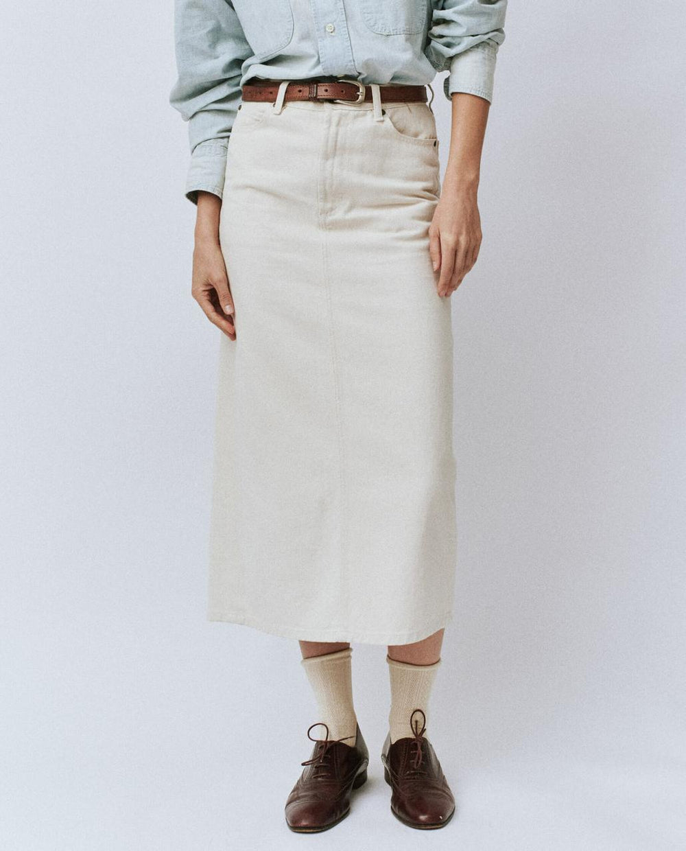 The Great. Denim | The Column Skirt. Natural - Women