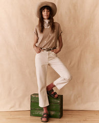 The Great. Denim | The Embroidered Daisy Wayne Jean.. Natural With Embroidered Daisies - Women