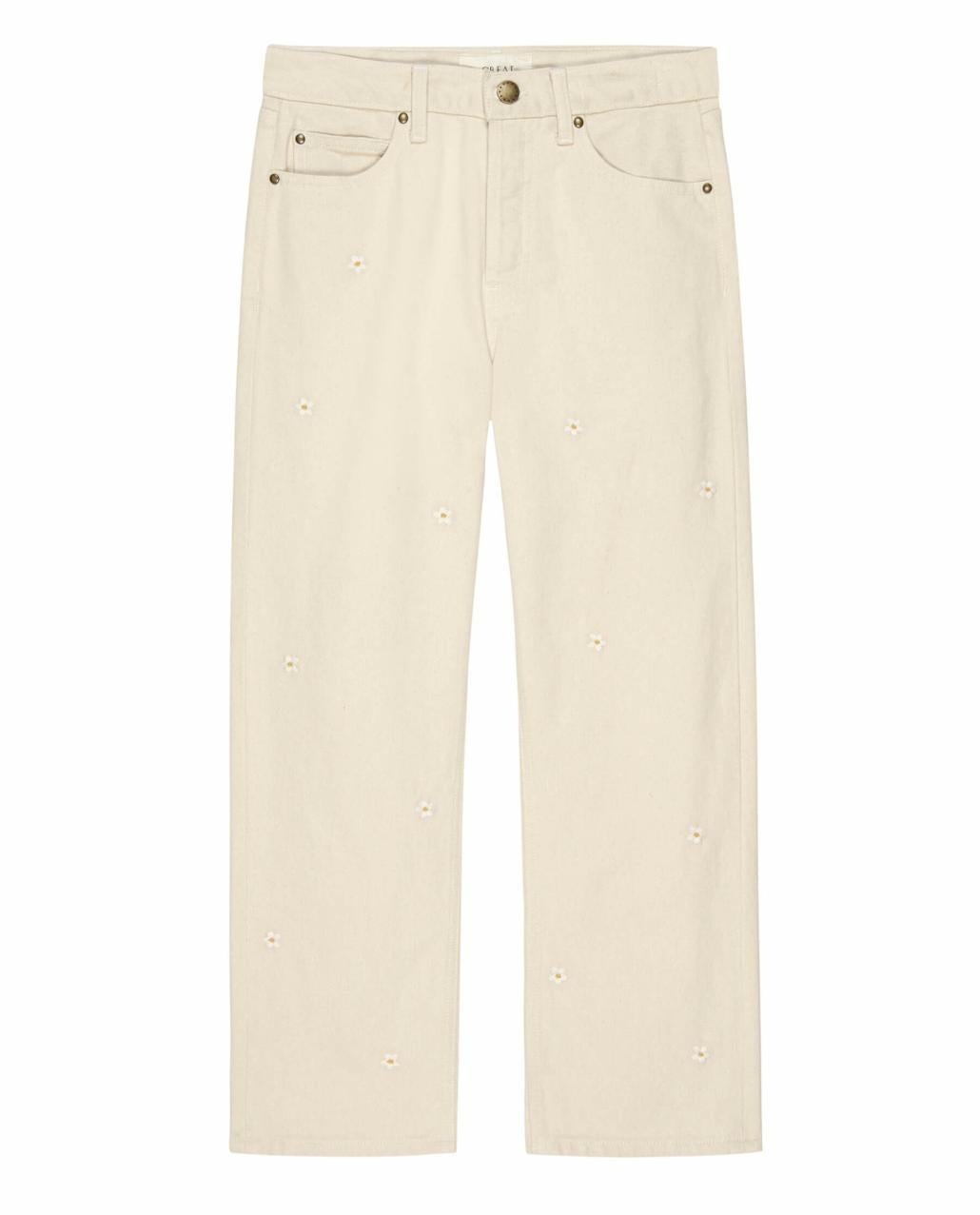 The Great. Denim | The Embroidered Daisy Wayne Jean.. Natural With Embroidered Daisies - Women