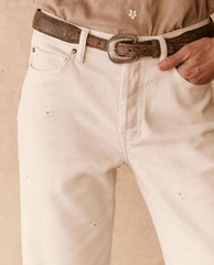 The Great. Denim | The Embroidered Daisy Wayne Jean.. Natural With Embroidered Daisies - Women