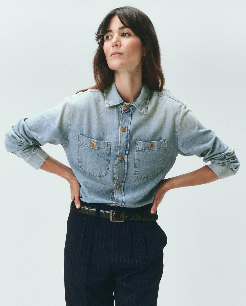 The Great. Denim | The Harbor Shirt. Asphalt Wash - Women