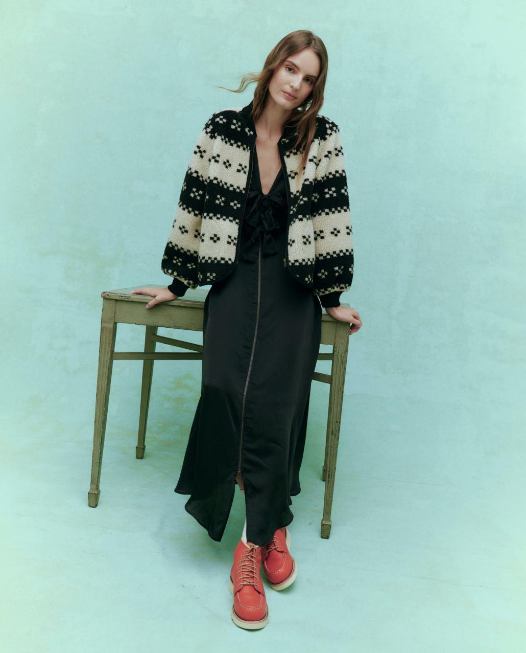 The Great. Jackets &amp; Outerwear | The Plush Bomber. Black Geo - Women