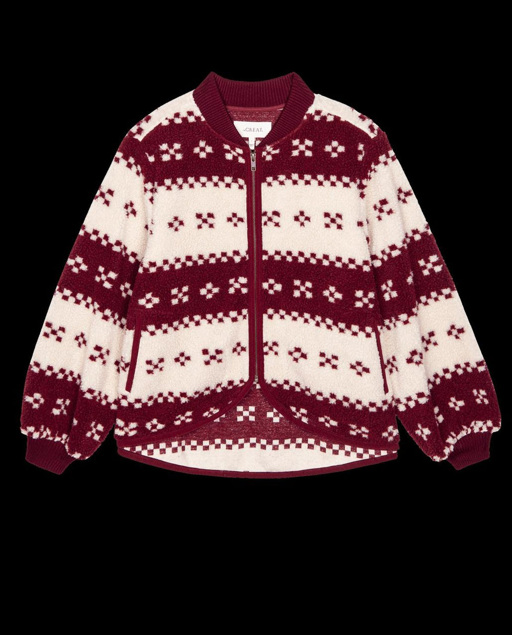 The Great. Jackets &amp; Outerwear | The Plush Bomber. Bordeaux Geo - Women