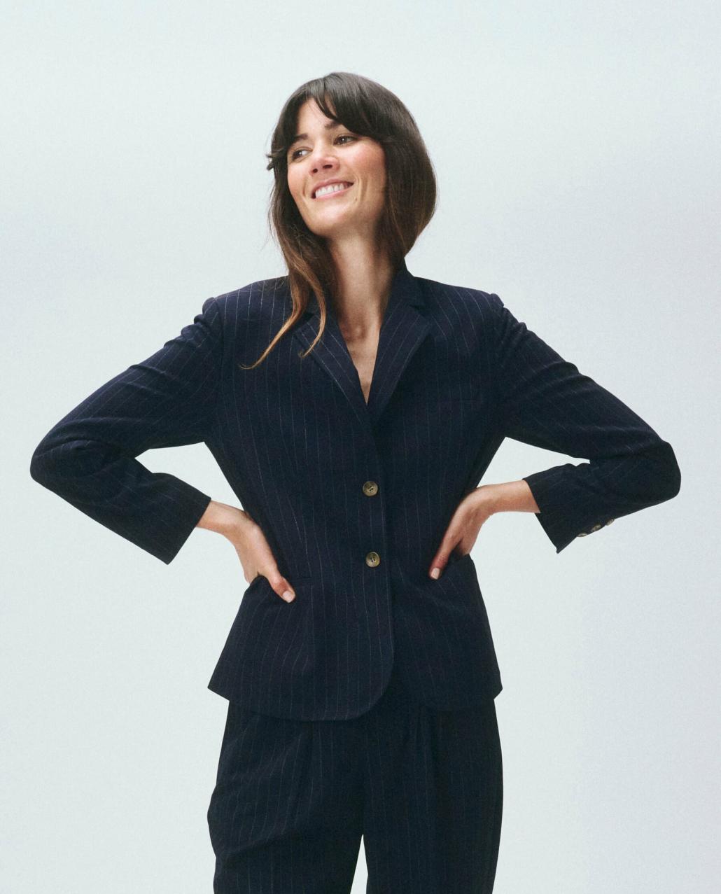 The Great. Jackets &amp; Outerwear | The Shrunken Blazer. Navy Pin Stripe - Women