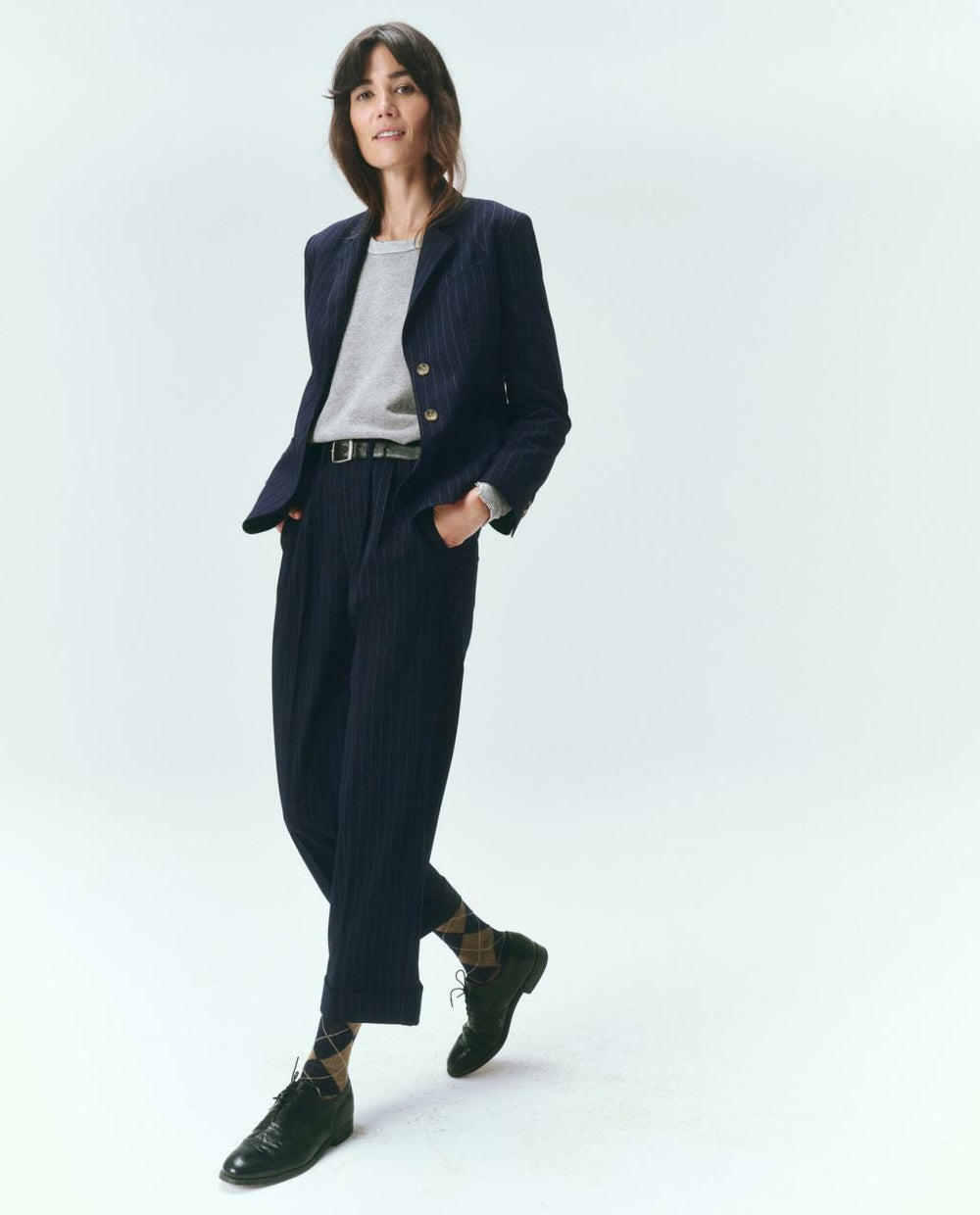 The Great. Jackets &amp; Outerwear | The Shrunken Blazer. Navy Pin Stripe - Women