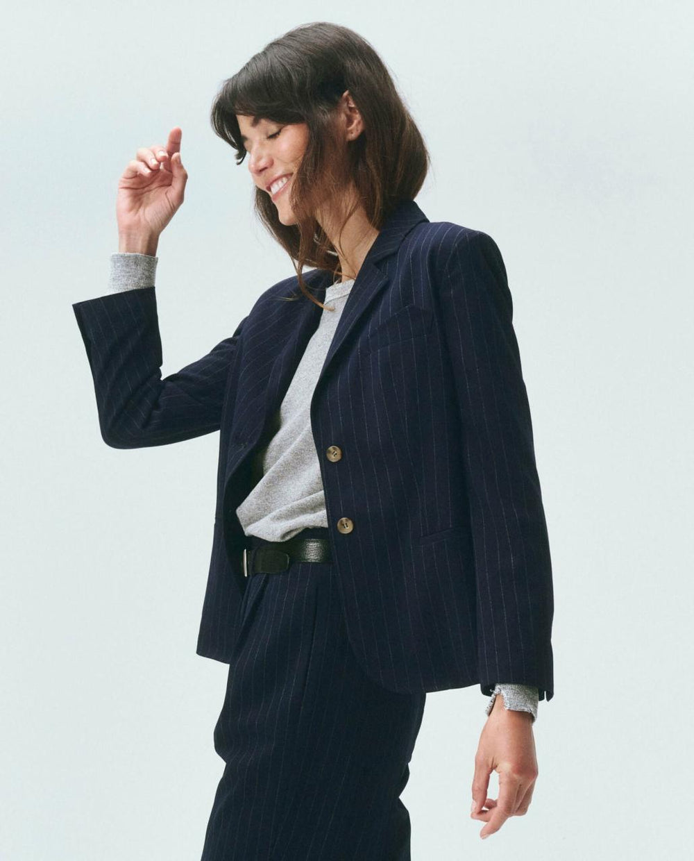 The Great. Jackets &amp; Outerwear | The Shrunken Blazer. Navy Pin Stripe - Women