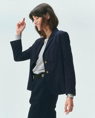 The Great. Jackets &amp; Outerwear | The Shrunken Blazer. Navy Pin Stripe - Women