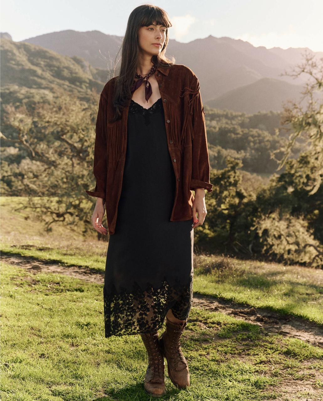 The Great. Jackets &amp; Outerwear | The Suede Fringe Shirt Jacket. Cognac - Women