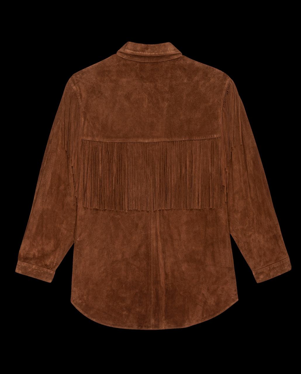 The Great. Jackets &amp; Outerwear | The Suede Fringe Shirt Jacket. Cognac - Women