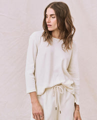 The Great. Long Sleeve Tees | The Long Sleeve Recycled Slim Crew. Natural - Women