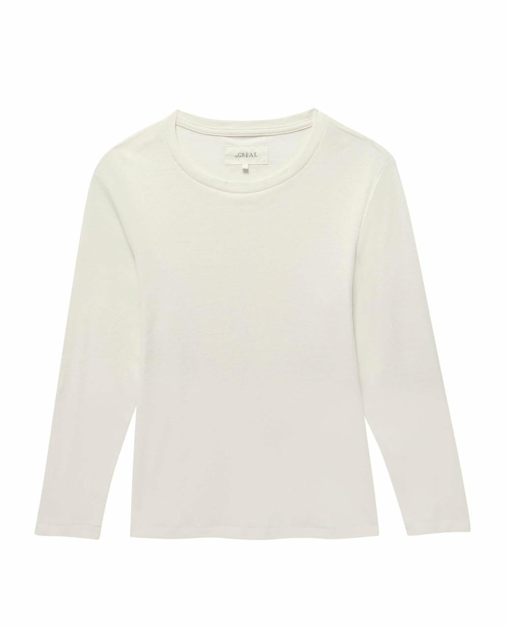 The Great. Long Sleeve Tees | The Long Sleeve Recycled Slim Crew. Natural - Women
