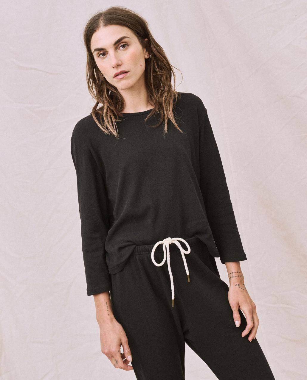 The Great. Long Sleeve Tees | The Long Sleeve Recycled Slim Crew. Night - Women