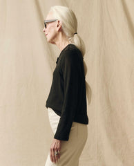 The Great. Long Sleeve Tees | The Recycled Rib Slim Henley. Night - Women