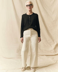 The Great. Long Sleeve Tees | The Recycled Rib Slim Henley. Night - Women