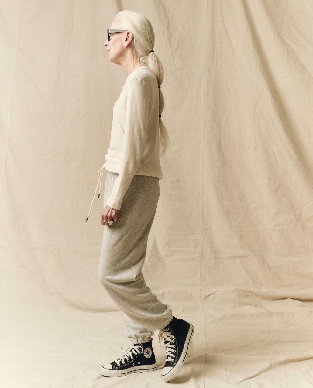 The Great. Long Sleeve Tees | The Recycled Rib Slim Henley. Snow - Women