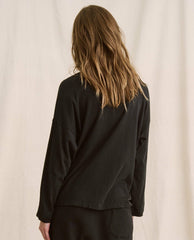The Great. Long Sleeve Tees | The Shrunken Henley. Almost Black - Women