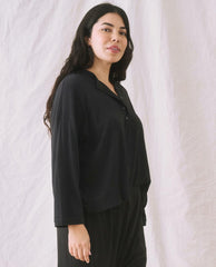 The Great. Long Sleeve Tees | The Shrunken Henley. Almost Black - Women