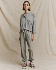 The Great. Long Sleeve Tees | The Shrunken Henley. Heather Grey - Women