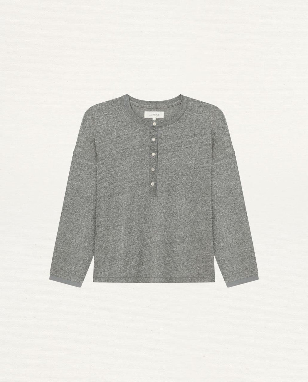 The Great. Long Sleeve Tees | The Shrunken Henley. Heather Grey - Women