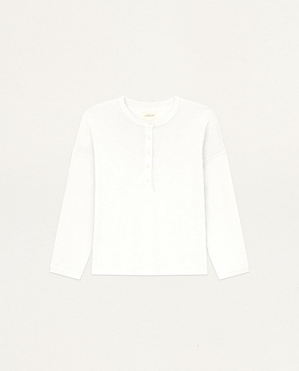 The Great. Long Sleeve Tees | The Shrunken Henley. True White - Women