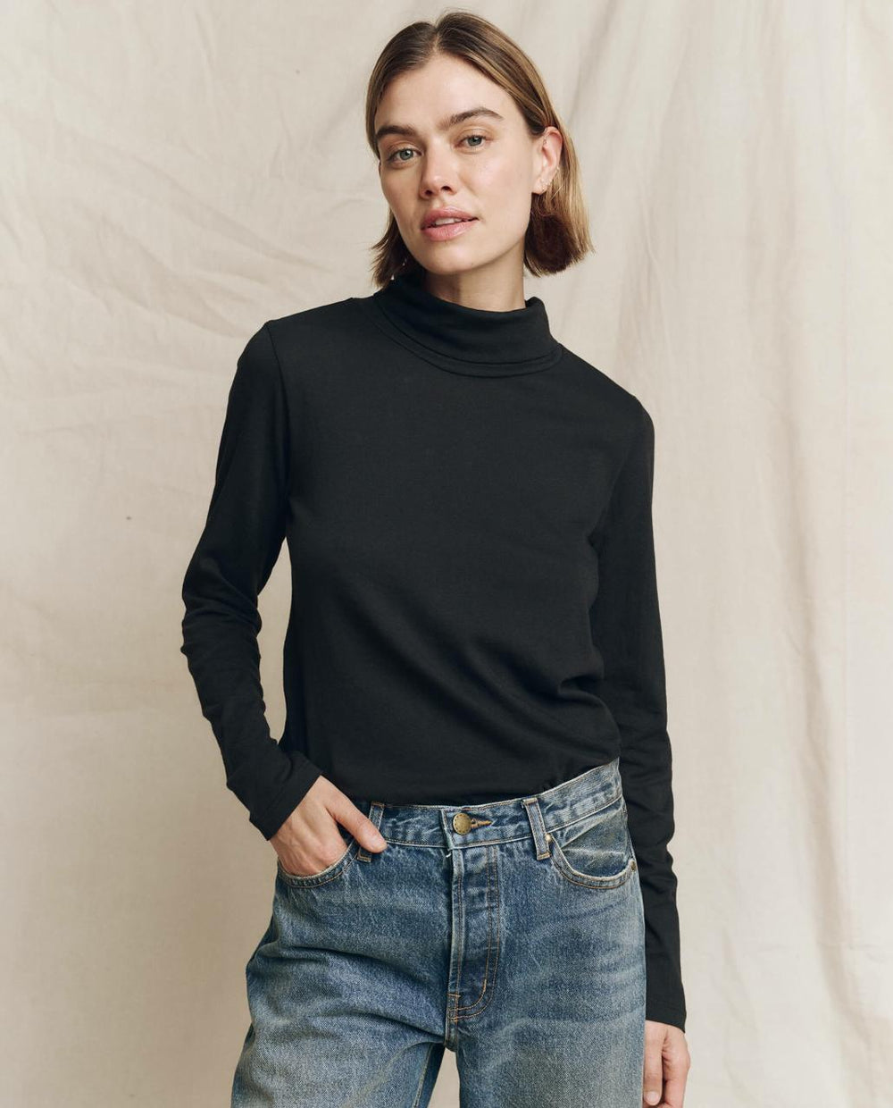 The Great. Long Sleeve Tees | The Turtleneck. Almost Black - Women