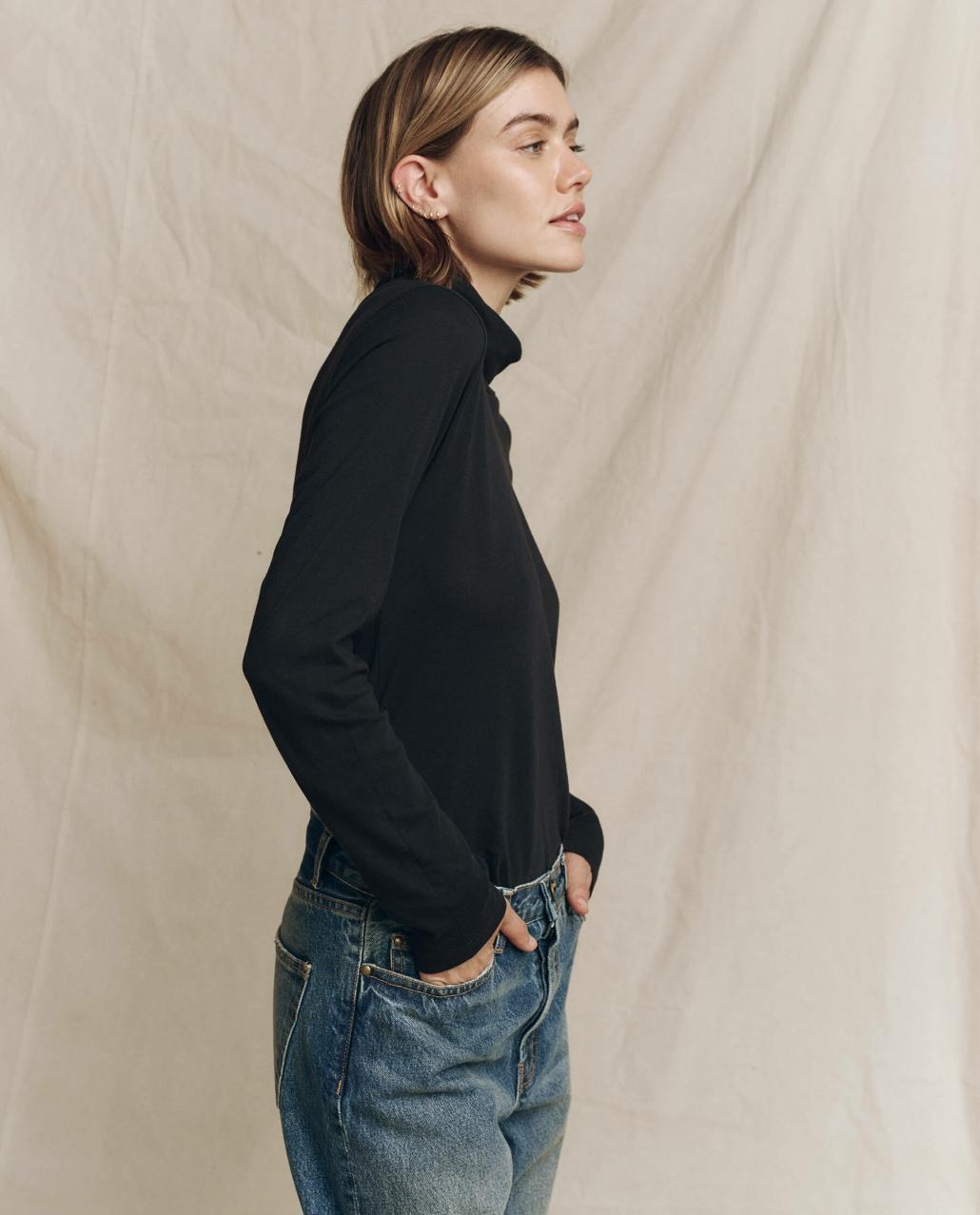 The Great. Long Sleeve Tees | The Turtleneck. Almost Black - Women