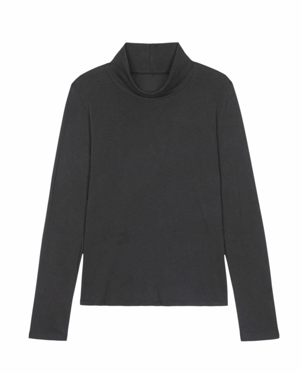 The Great. Long Sleeve Tees | The Turtleneck. Almost Black - Women