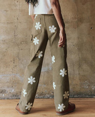 The Great. Pants | The Carpenter Pant With Daisy Stamp. Army - Women