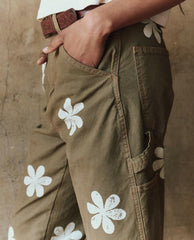 The Great. Pants | The Carpenter Pant With Daisy Stamp. Army - Women